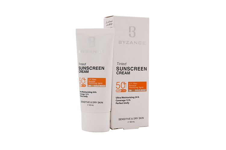 کرم ضد آفتاب رنگی پوست خشک و حساس SPF 50 بیزانس